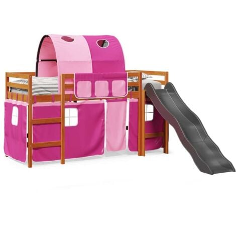 Kids' Loft Bed with Tunnel Pink 80x200 cm Solid Wood Pine vidaXL