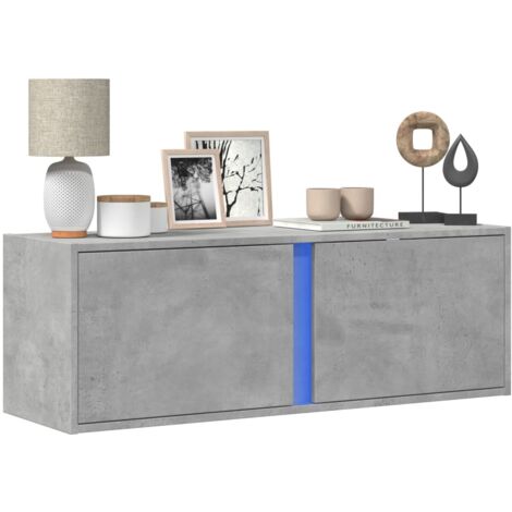 TV Wall Cabinet with LED Lights Concrete Grey 100x31x35 cm vidaXL (1/5)
