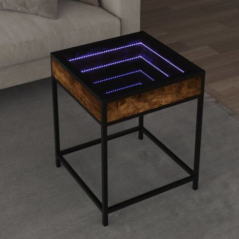 Coffee Table with Infinity LED Smoked Oak 40x40x51 cm vidaXL