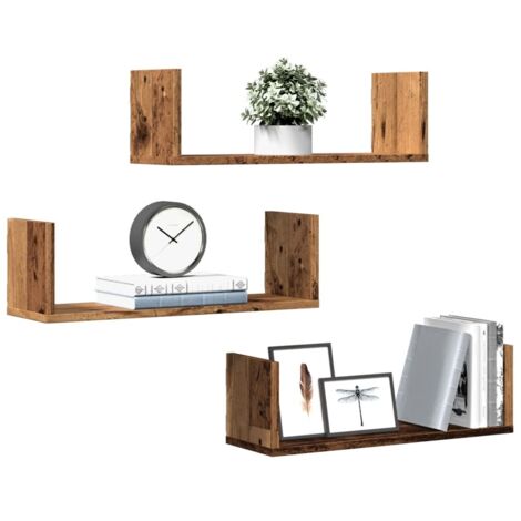 Wall Shelves 3 pcs Old Wood 58x18x18 cm Engineered Wood vidaXL (1/5)
