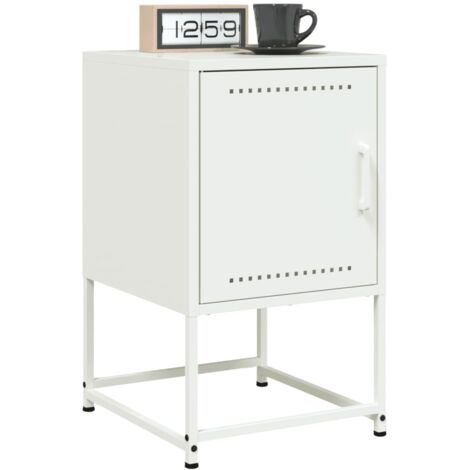 Bedside Cabinets 2 pcs White 36x39x60.5 cm Steel vidaXL (1/5)