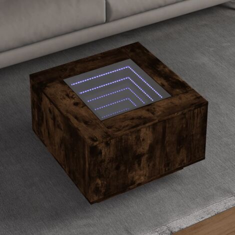Coffee Table with LED Smoked Oak 60x60x40 cm Engineered Wood vidaXL