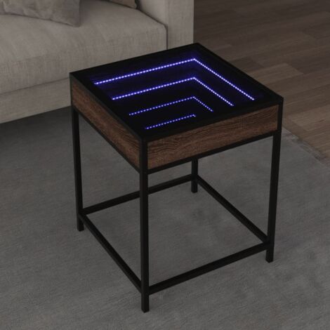 Coffee Table with Infinity LED Brown Oak 40x40x51 cm vidaXL