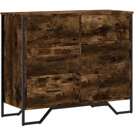 Chest of Drawers Smoked Oak 91x35.5x74.5 cm Engineered wood vidaXL