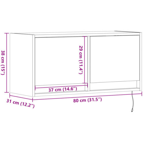TV Wall Cabinet with LED Lights Sonoma Oak 80x31x35 cm vidaXL