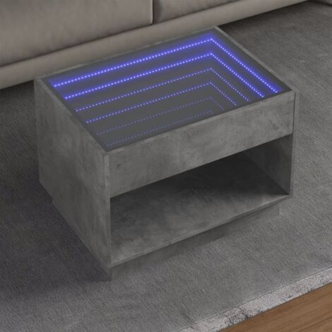 Coffee Table with Infinity LED Concrete Grey 70x50x50 cm vidaXL