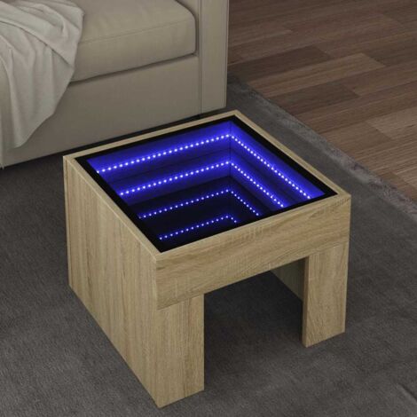 Coffee Table with Infinity LED Sonoma Oak 40x40x30 cm vidaXL