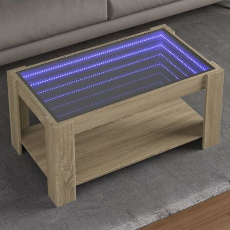 Coffee Table with LED Sonoma Oak 93x53x45 cm Engineered Wood vidaXL