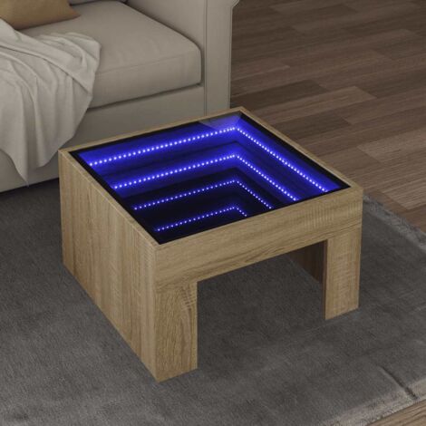 Coffee Table with Infinity LED Sonoma Oak 50x50x30 cm vidaXL