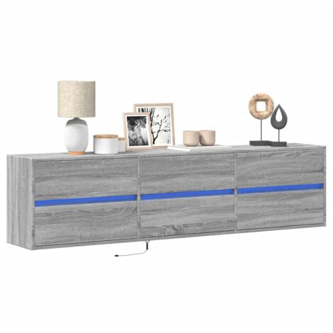 TV Wall Cabinet with LED Grey Sonoma 180x31x45 cm vidaXL (1/5)