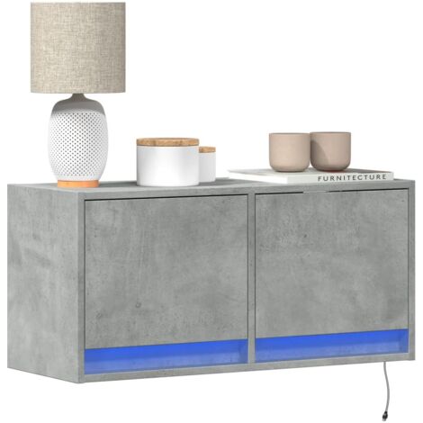 TV Wall Cabinet with LED Lights Concrete Grey 80x31x35 cm vidaXL (1/5)