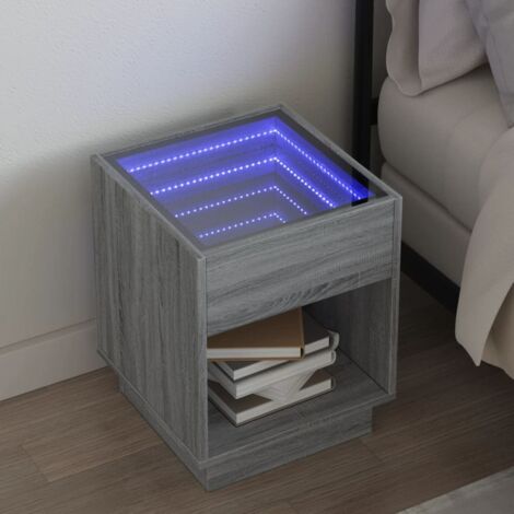 Bedside Table with Infinity LED Grey Sonoma 40x40x50 cm vidaXL