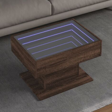 Coffee Table with LED Brown Oak 70x50x45 cm Engineered Wood vidaXL