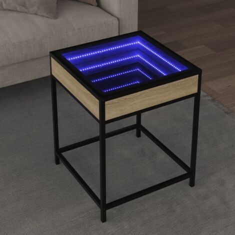 Coffee Table with Infinity LED Sonoma Oak 40x40x51 cm vidaXL