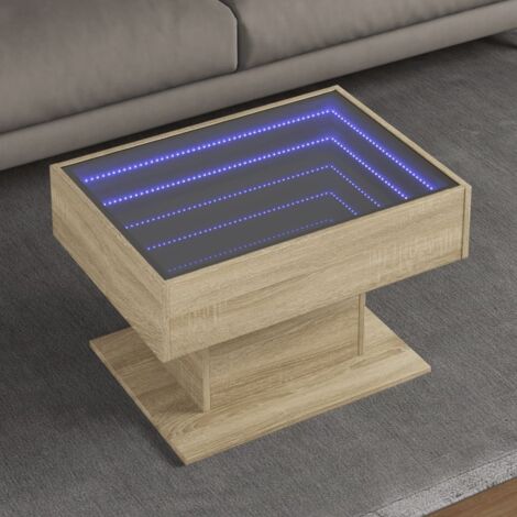 Coffee Table with LED Sonoma Oak 70x50x45 cm Engineered Wood vidaXL (1/5)