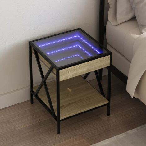 Bedside Table with Infinity LED Sonoma Oak 40x40x49 cm vidaXL (1/5)