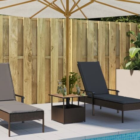 Garden Table with Parasol Hole Brown 55x55x46.5 cm Poly Rattan vidaXL