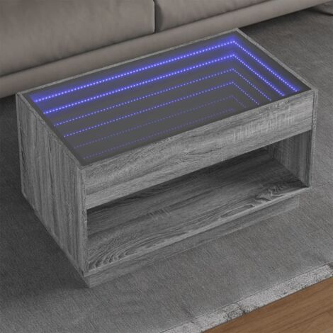 Coffee Table with Infinity LED Grey Sonoma 90x50x50 cm vidaXL