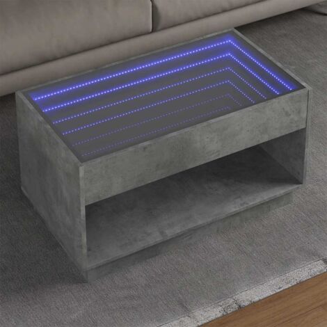 Coffee Table with Infinity LED Concrete Grey 90x50x50 cm vidaXL