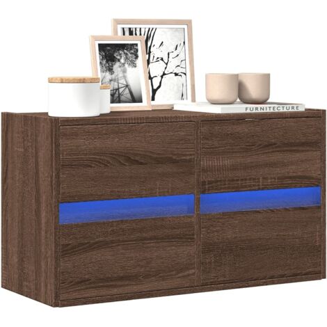 TV Wall Cabinet with LED Lights Brown Oak 80x31x45 cm vidaXL (1/5)