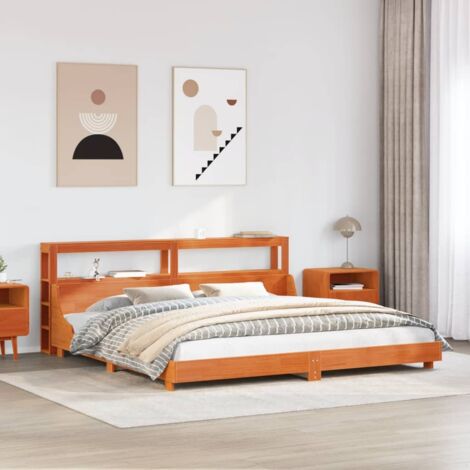 Bed Frame without Mattress Wax Brown 180x200 cm Super King Solid Wood Pine vidaXL (1/5)