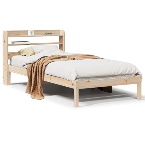 Bed Frame without Mattress 75x190 cm Small Single Solid Wood Pine vidaXL (1/5)
