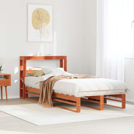 Bed Frame without Mattress Wax Brown 75x190 cm Small Single Solid Wood Pine vidaXL (1/5)