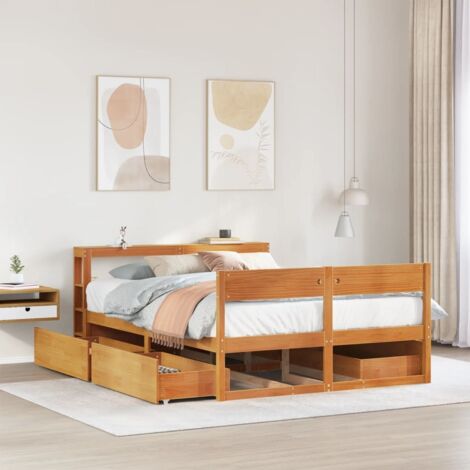 Bed Frame without Mattress Wax Brown 120x190 cm Small Double Solid Wood Pine vidaXL (1/5)