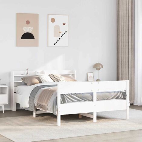 Bed Frame without Mattress White 120x190 cm Small Double Solid Wood Pine vidaXL (1/5)