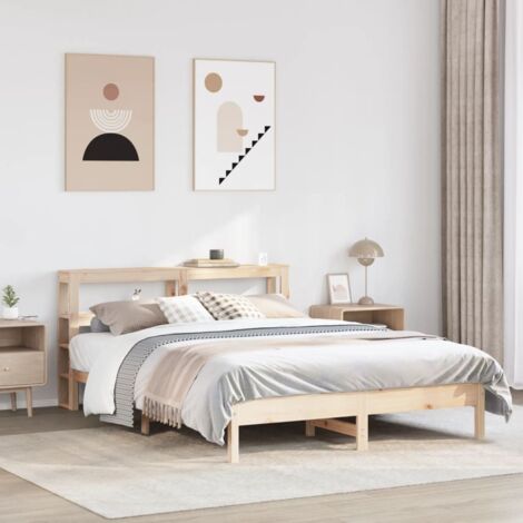 Bed Frame without Mattress 140x200 cm Solid Wood Pine vidaXL (1/5)