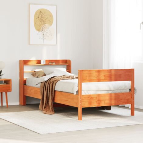 Bed Frame without Mattress Wax Brown 75x190 cm Small Single Solid Wood Pine vidaXL (1/5)