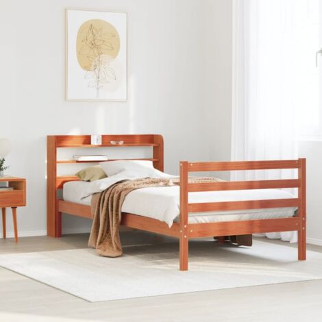 Bed Frame without Mattress Wax Brown 75x190 cm Small Single Solid Wood Pine vidaXL (1/5)