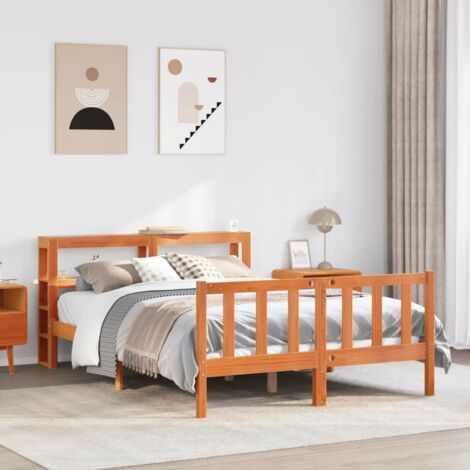vidaXL Bed Frame with Headboard without Mattress Wax Brown 160x200 cm (1/5)