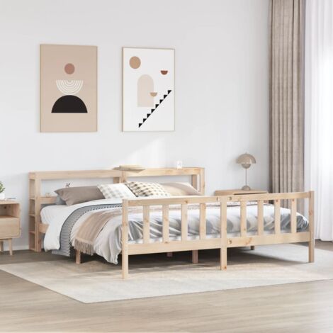 Bed Frame without Mattress 200x200 cm Solid Wood Pine vidaXL (1/5)