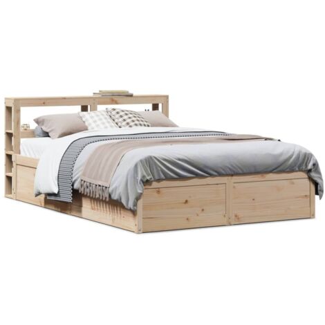 Bed Frame with Headboard 140x200 cm Solid Wood Pine vidaXL (1/5)
