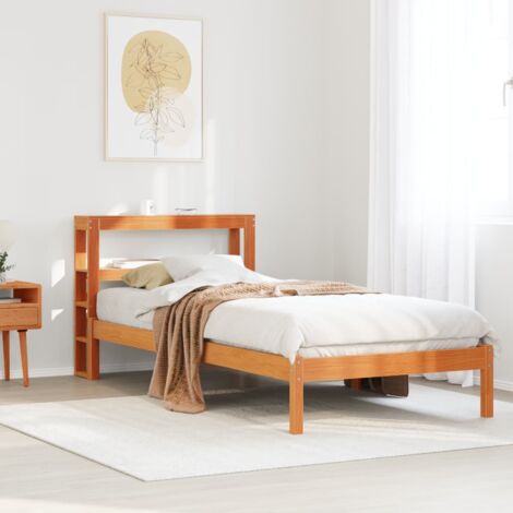 Bed Frame with Headboard without Mattress Wax Brown 100x200 cm vidaXL (1/5)