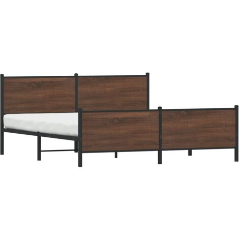 Metal Bed Frame without Mattress Brown Oak 180x200 cm Super King vidaXL (1/5)