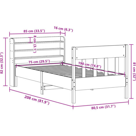 Bed Frame without Mattress 75x190 cm Small Single Solid Wood Pine vidaXL