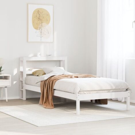 Bed Frame without Mattress White 75x190 cm Small Single Solid Wood Pine vidaXL (1/5)
