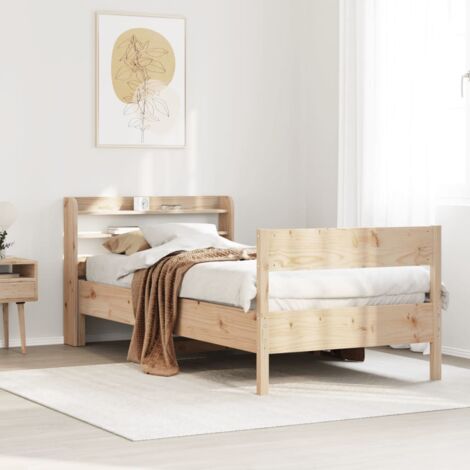 Bed Frame without Mattress 75x190 cm Small Single Solid Wood Pine vidaXL (1/5)