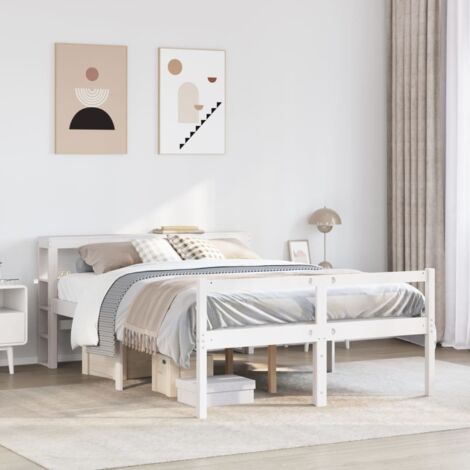 Senior Bed with Headboard without Mattress White 135x190 cm Double vidaXL
