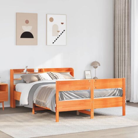 Bed Frame without Mattress Wax Brown 120x190 cm Small Double Solid Wood Pine vidaXL (1/5)