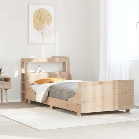 Bed Frame without Mattress 90x200 cm Solid Wood Pine vidaXL (1/5)
