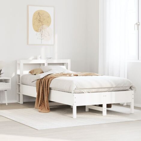 Bed Frame without Mattress White 75x190 cm Small Single Solid Wood Pine vidaXL (1/5)