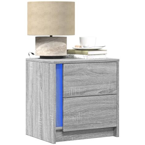 Bedside Cabinets with LED Lights 2 pcs Grey Sonoma Engineered Wood vidaXL (1/5)