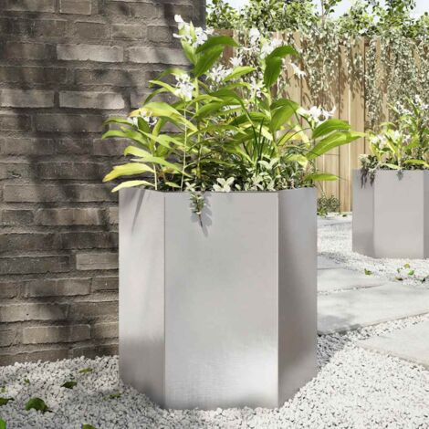 Garden Planter Hexagon 46x40x45 cm Stainless Steel vidaXL