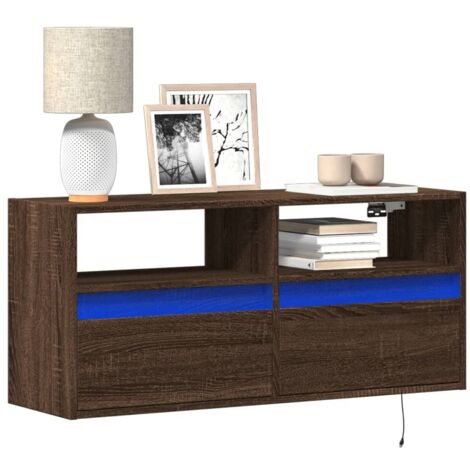 TV Wall Cabinet with LED Lights Brown Oak 100x31x45 cm vidaXL (1/5)