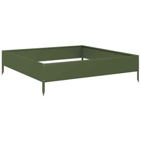Garden Raised Bed Olive green 100x100x26 cm Steel vidaXL
