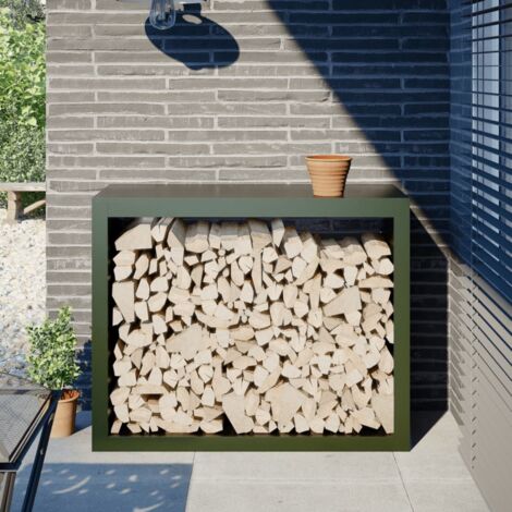 Firewood Rack Green 100x40x80 cm Steel vidaXL