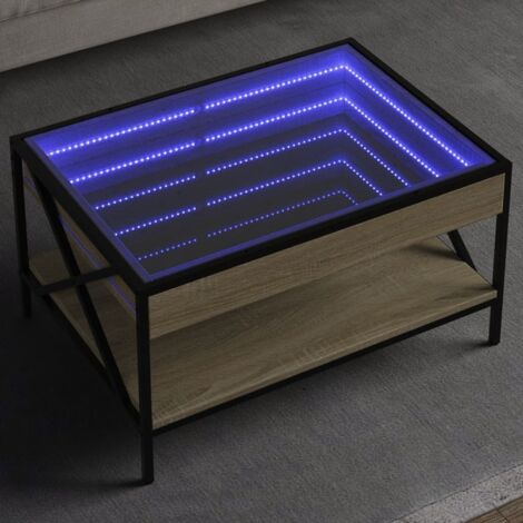 Coffee Table with Infinity LED Sonoma Oak 70x50x38 cm vidaXL (1/5)